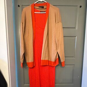 Layne Bryant Orange Sweater dress with Boyfriend Tan Sweater 22/24